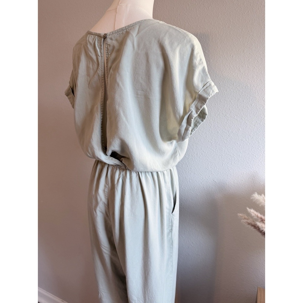 Joppa 100% Lyocell Light Green Short Sleeve Jumpsuit M Elastic Waist Pockets - Picture 8 of 9